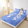 thumbnail image 4 of Manfei Dreamy Bowknot King Sheet Sets, Glitter Stars Print Sheet Set King, Cartoon Ribbon Bed Sheets Set King Size, Breathable Room Decorative, 4pcs, 4 of 7
