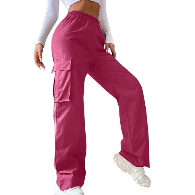 Pantalones de cintura alta y pierna ancha para mujer: sin cinturón, pierna recta, poliéster, estilo informal y relajado