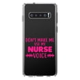 thumbnail image 1 of DistinctInk Clear Shockproof Hybrid Case for Samsung Galaxy S10+ PLUS (6.4" Screen) - TPU Bumper Acrylic Back Tempered Glass Screen Protector - Don't Make Me Use My Nurse Voice - Pink, 1 of 2