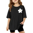 thumbnail image 3 of Girls Short T Shirt for Kids Girls Easter I Love Jesus Letter Soft Fit Breathable Trendy Clothes #Black 3-4 Years, 3 of 6