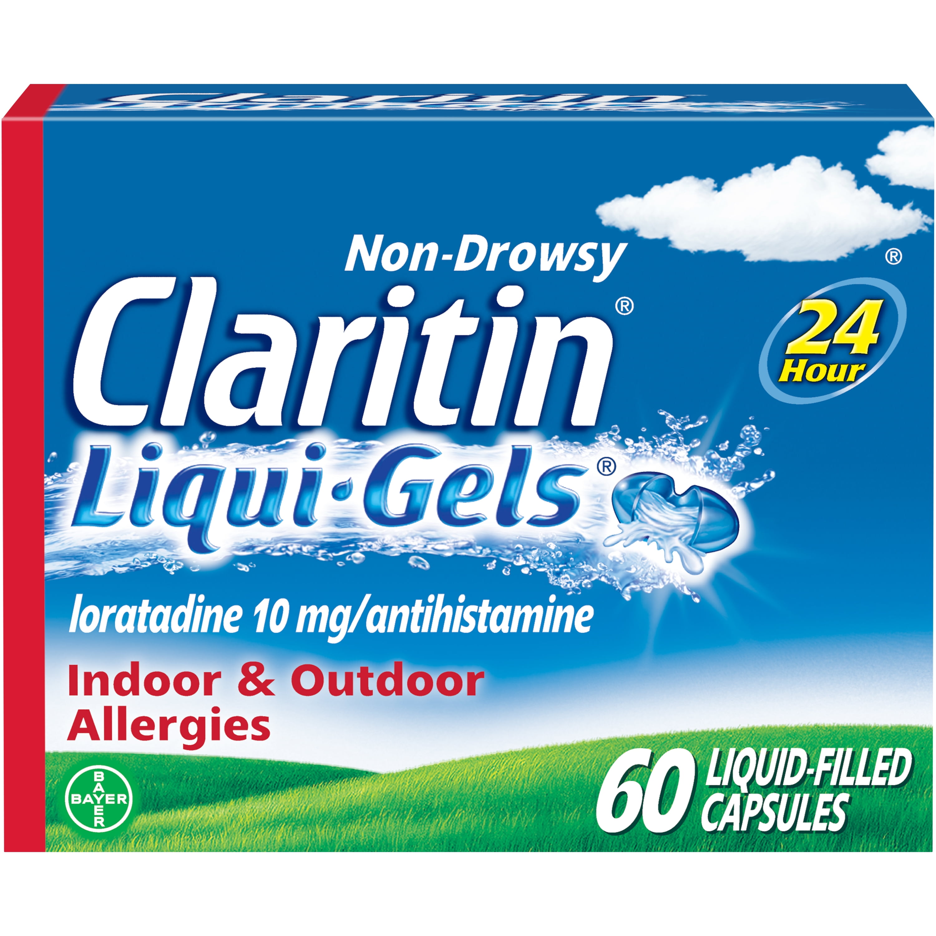 Claritin Liqui-Gels 24 Hour Non-Drowsy Allergy Medicine, Loratadine Antihistamine Capsules, 60 Ct