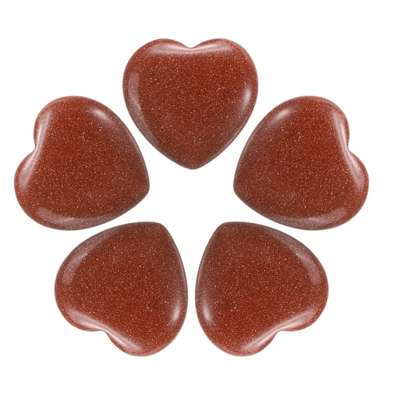 5Pcs Natural Heart Stone Quartz, Love Heart Worry Stones for Balancing Worry Bulk Synthetic Gold Stone