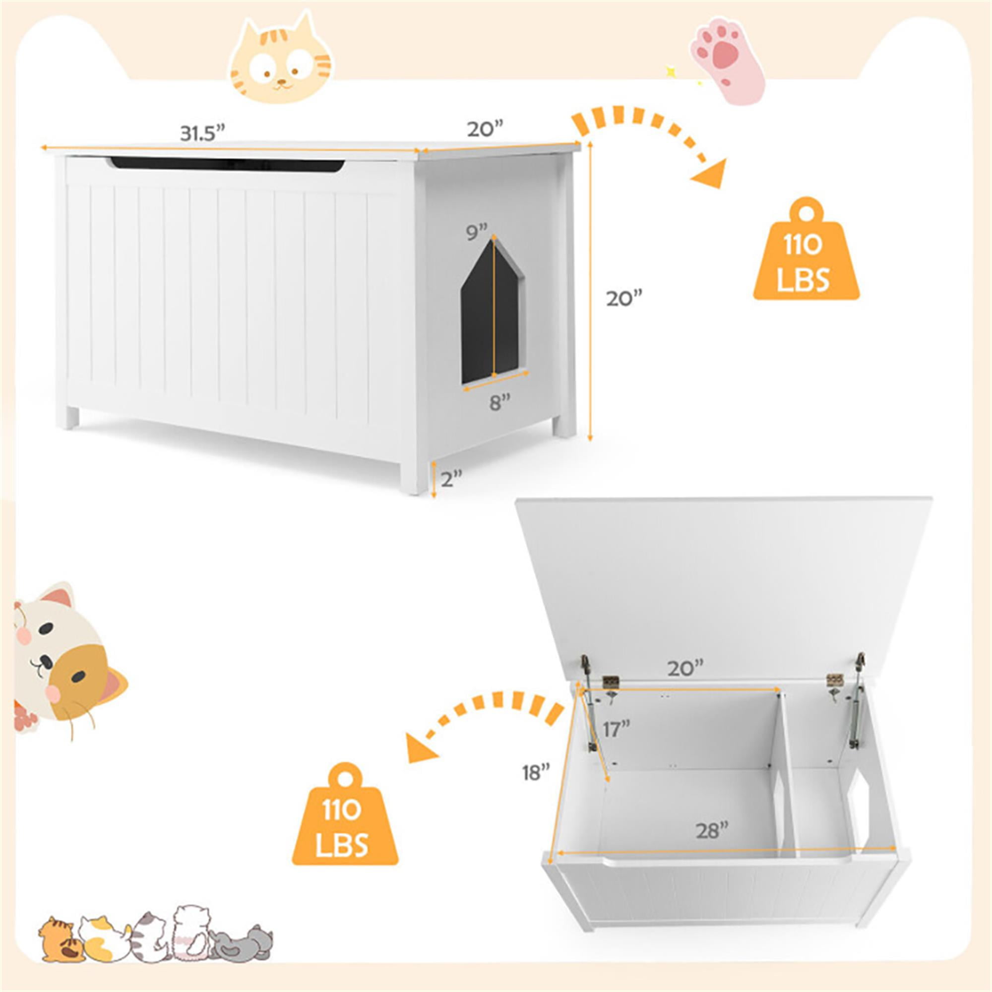 Kadyn 31" Cat Litter Box Enclosure, Dog-Proof Cat House with Cover for Large Cats, Hidden Cat Litter Box Furniture, White