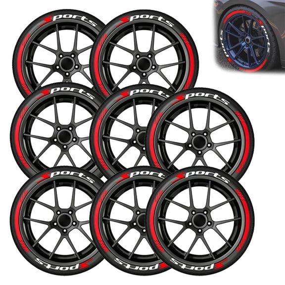 Tire Lettering Stickers 4 or 8 Pack, 3D Wheel Sidewall Decals for Cars and Motorcycles