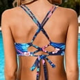 thumbnail image 3 of Women's Crisscross Straps V-Neck Swim Top - Floral Print Adjustable Bathing Suit Top, Plus Size Tankini Top for Beach Pool & Summer (S-XXL), 3 of 4