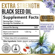Black Cumin Seed Oil Capsules 1000mg - Premium Nigella Sativa Blackseed, Pure Natural Black Seed Oil & Antioxidant for Skin & Immune Support - Gluten Free, Bottled in USA Supplement - 120 Softgels