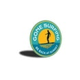 thumbnail image 3 of Gone Surfing Sunset Novelty Sign, Metal Wall Decor - 12" Round, 3 of 4