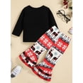thumbnail image 3 of FOCUSNORM 2Pcs Bébé Filles Tenues de Noël, les Filles Imprimé Tops + Pantalons Bell-Bottom, 3 of 9
