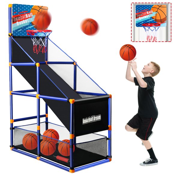 Set de juego de baloncesto tipo arcade NEUBSAW con aro ajustable para niños