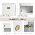 thumbnail image 6 of Tcbosik Modern 24" Floating Bathroom Vanity with Sink Wall Mounted Bathroom Vanity with Top Basin & Storage Cabinet White Wood Hanging Vanity w/Ceramic Sink & Gold/Black Handles for Small Space, 6 of 10