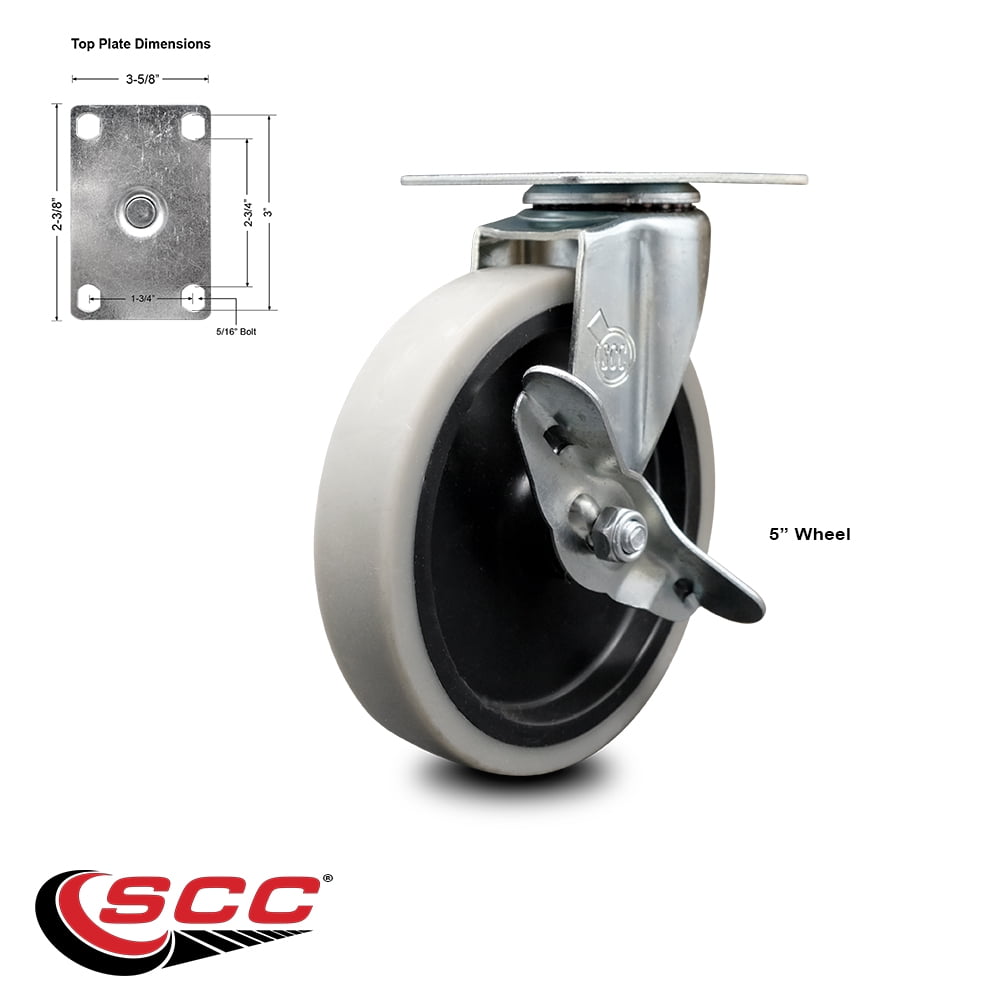 5 Inch Thermoplastic Rubber Wheel Top Plate Swivel Caster with Brake SCC