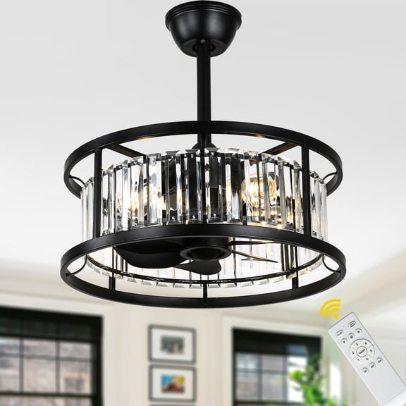 Bella Depot 20" Industrial Black Ceiling Fan with Light and Remote 6-Speed Reversible DC Motor
