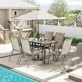 thumbnail image 4 of LAZY BUDDY Patio Table Set for 7, Outdoor Dining Table and 6 Textilene Chairs Set with Umbrella Hole, Patio Furniture Set for Porch, Garden, Backyard, Poolside, 4 of 10