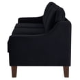 thumbnail image 6 of Modern 3-Seater Velvet Sofa Couch with Scooped Armrest and Wooden Legs, Black Upholstered 3-Person Sofa for Living Room or Bedroom, Contemporary Comfortable Seating, 6 of 9