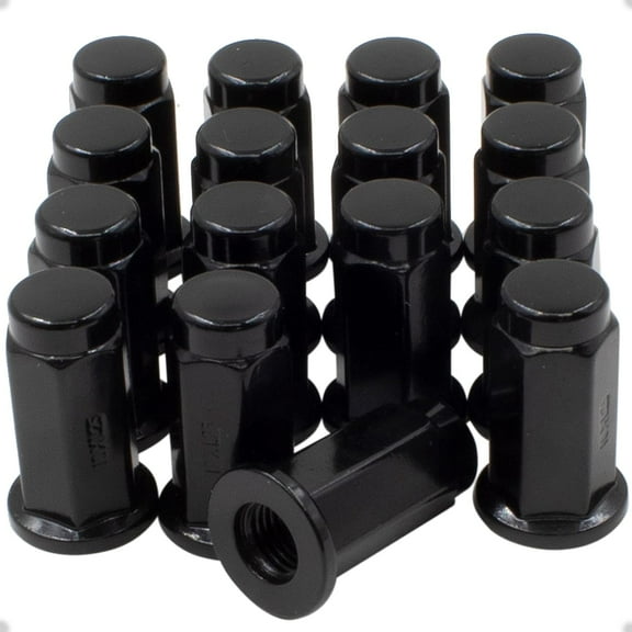 Wheel Accessories Parts Set of 16 Black 10x1.25 Flat Seat ATV & UTV Lug Nuts 14mm Hex - Fits Honda, Suzuki, Arctic Cat, KTM, Yamaha, Can Am, Polaris and Can Am Commander UTV w/ Flat Seat Rims