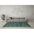 thumbnail image 3 of Ahgly Company Machine Washable Indoor Rectangle Oriental Turquoise Blue Industrial Area Rugs, 8' x 10', 3 of 4