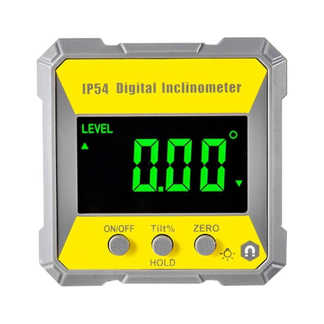 IP54 4X90 degree Digital Inclinometer Angle Protractor Backlight Protractor Slope Meter Magnetic Electronic Goniometer,1 * Digital Inclinometer,yellow