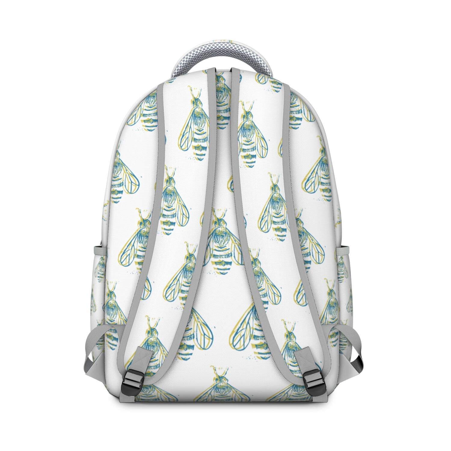 Bees Themed Laptop Backpack&nbsp;- School Essentials Bag with Side Elastic Pouch, Ergonomic Design to Reduce Back Pain, Water-Resistant Coating for Protection