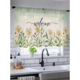 thumbnail image 5 of Welcome Daisy Sheer Curtains 2 Panels Set Flower Pastoral Green Watercolor Linen Texture Lihgt Filtering Rod Pocket Voile Drape, Semi Sheer Window Curtains for Bedroom Living Room, 52"x45", 5 of 5