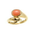 thumbnail image 2 of Genuine natural pink coral ring set in solid 14k yellow gold Hawaiian dolphin size 9, 2 of 5