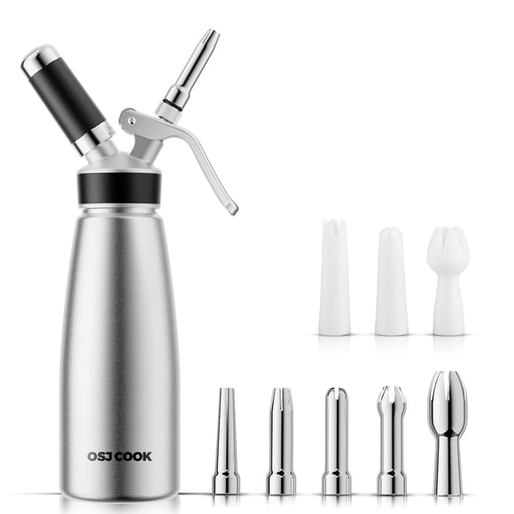 Dispensador de crema batida OSJ COOK de aluminio 500 ml, set