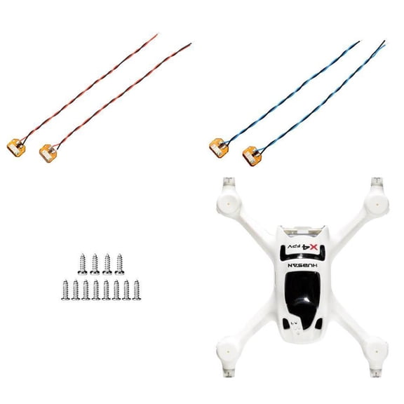 HobbyFlip Body Shell Set Fuselage Frame Canopy LED Lights and Screw Set Compatible with Hubsan X4 H107D+ Plus