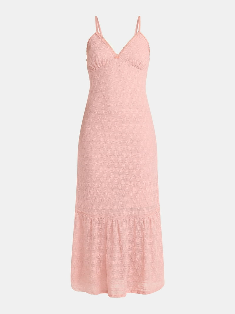 No Boundaries Triangle Maxi Dress with Lace Trim, Women's