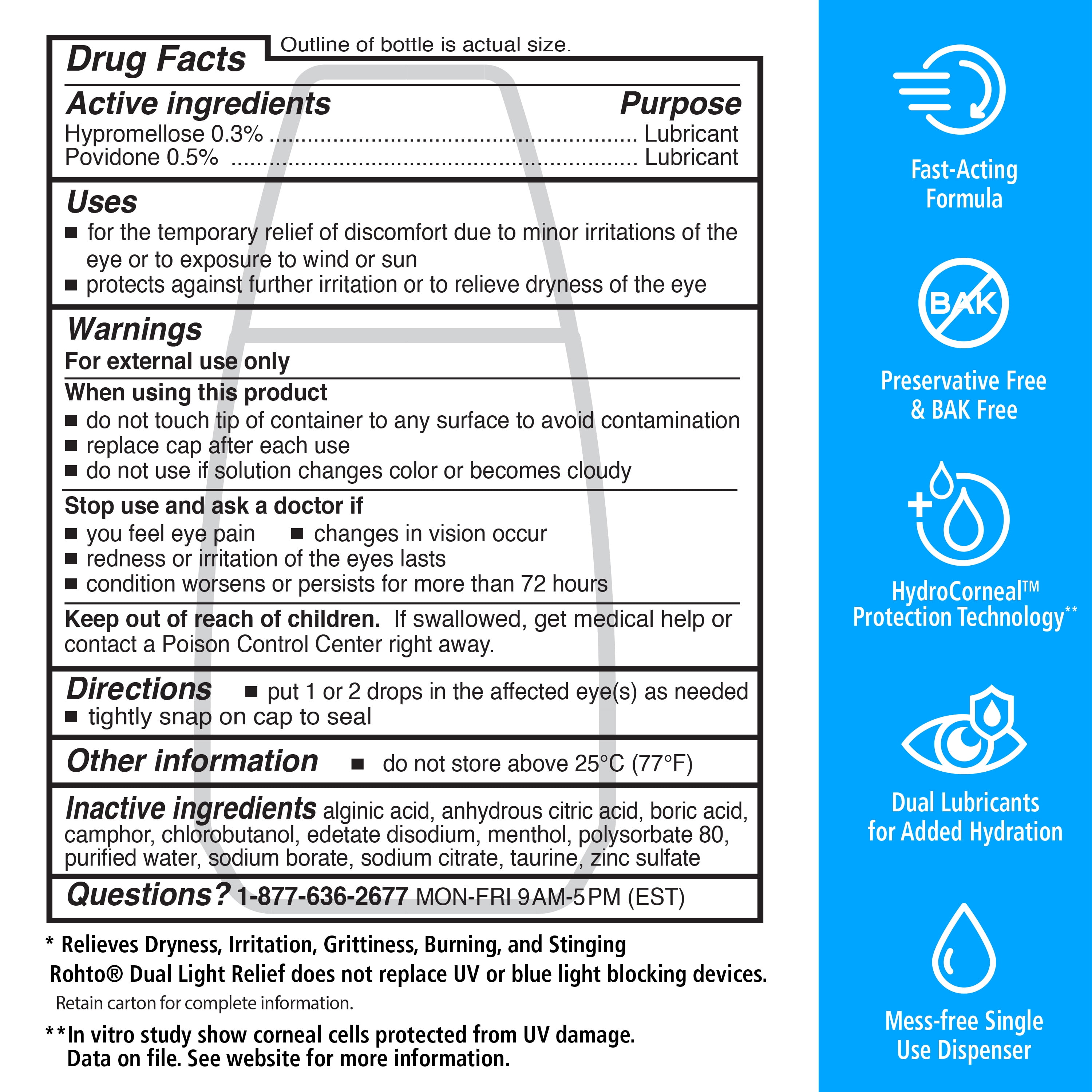 (3 pack) Rohto Dual Light Relief, Cooling Lubricant Eye Drops, Multi-Symptom Relief, 0.6 fl oz