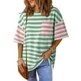 thumbnail image 4 of LADIGASU T Shirts For Women Striped Color Block Loose Round Neck Womens Tshirts Shirts, 4 of 8