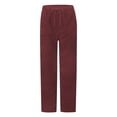 thumbnail image 4 of Women's Corduroy High Waist Wide Leg Casual Trousers with Elastic Waistband and Pockets for Everyday Comfort in Soft Textured Fabric Elastic High Waisted Straight Leg Pull On Trousers, 4 of 4
