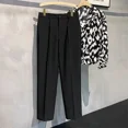 thumbnail image 2 of Pantalones de verano negros para hombre, 9 pantalones de traje para hombre, drapeados, fluidos, recortados, rectos, para el trabajo, 2024, finos, informales, elegantes, clásicos, nuevos, 2 of 5