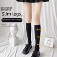 thumbnail image 2 of Calcetines de mujer hasta la pantorrilla, calcetines de verano finos de terciopelo de color sólido blanco y negro, calcetines hasta la rodilla, 2 of 4