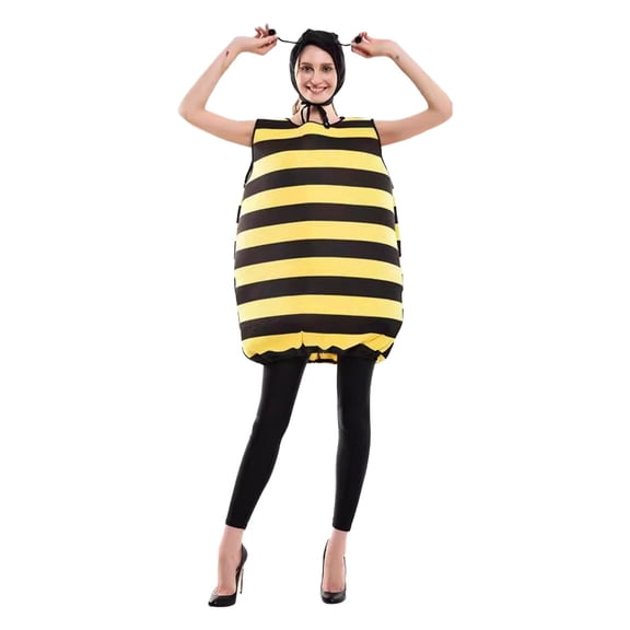 FASHOFT Unisex Cute Bee Halloween Costumes Full Body Jumpsuit Cosplay Outfit Animal Theme Party Stage Performance Fancy Dress Up Halloween Costume L