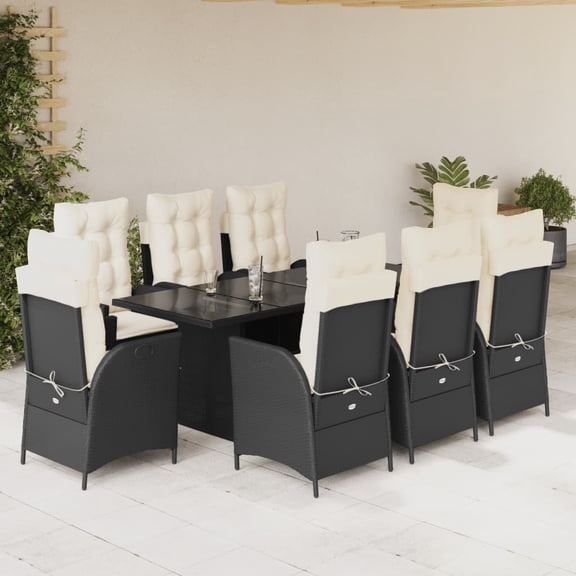 vidaXL Garden Dining Set Black, Cream White