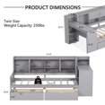 thumbnail image 5 of Twin Bed Frames with Storage, L-Shaped Corner Beds with Desk, Wood Daybed with Bookcase, Platform Beds with Drawers and Shelves for Living Room, Bedroom, Teens Room, Gray, 5 of 11