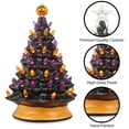 thumbnail image 4 of 15" Hand Painted Ceramic Halloween Tree, Pre-Lit Decoration with 128 Multi-Color Lights, Jack-O-Lantern and Star Toppers, 4 of 7