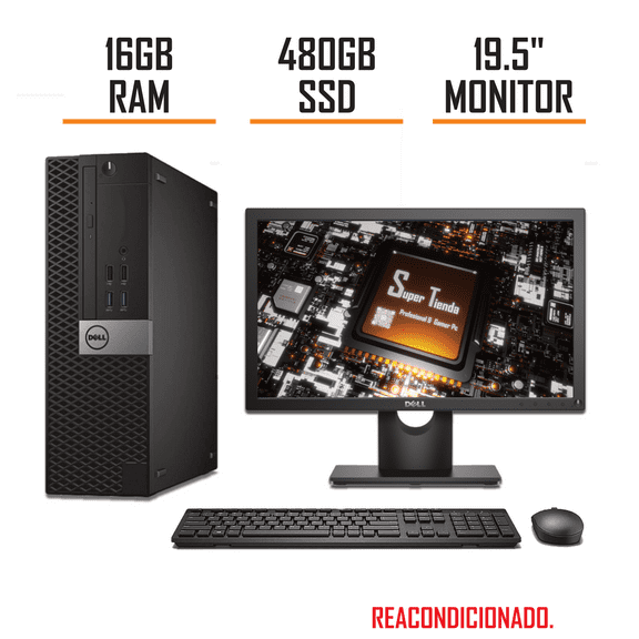 PC computadora Optiplex Dell  Intel core i5 RAM 16GB SSD 480GB monitor 19.5" (Reacondicionado)