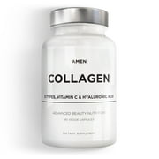Amen Multi Collagen Peptides Capsules, Vitamin C, Hyaluronic Acid - 90 Capsules