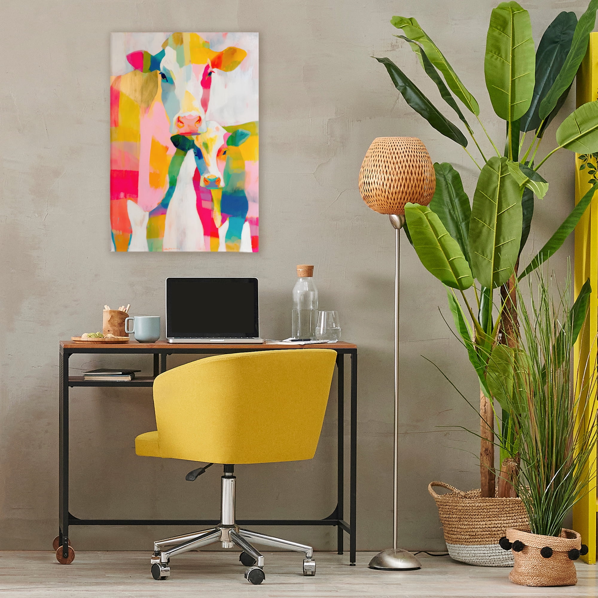 Stupell Industries Cow Family in Cubist Abstract Canvas Wall Art, design by Chromatic Storm Studio
