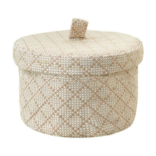 AMERTEER Promotion Liquidation! Paniers Ronds avec Couvercles - 1 Pce Paniers Décoratifs en Jute avec Couvercles pour Organiser - Paniers avec Couvercles en Corde de Jute Naturelle - Paniers de Rangement avec Couvercles A2