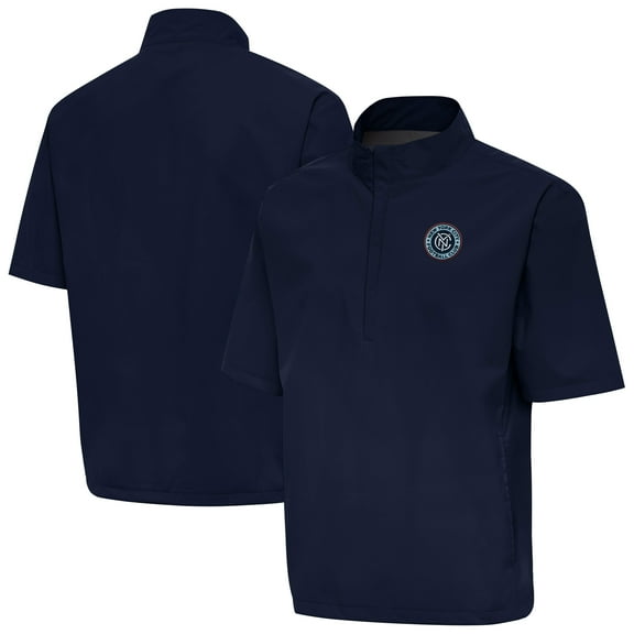 Men's Antigua Navy New York City FC Brisk Short Sleeve Quarter-Zip Windshirt
