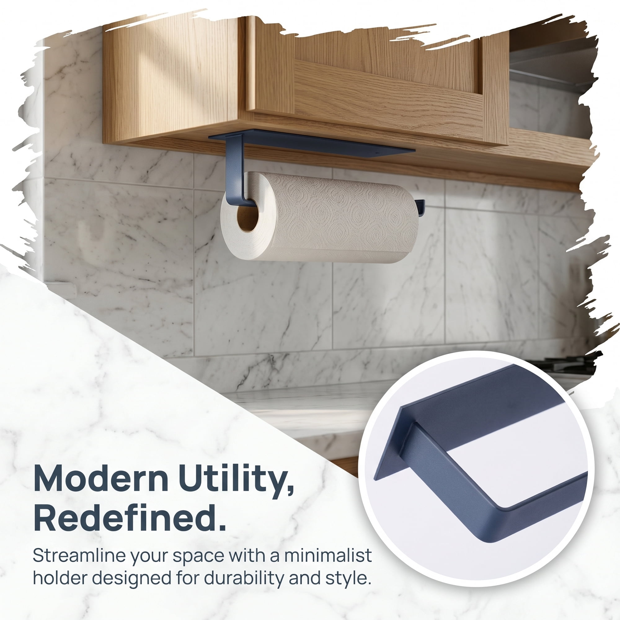 Unique Bargains Wall Mount Paper Towel Holder Stainless Steel White Square 10.8x2.4inch