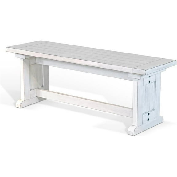 Sunny Designs Bayside 48" Farmhouse Mahogany Wood Side Bench in Marble White