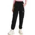 thumbnail image 2 of YiZYiF Kids Girls Cargo Jogger Pants Cotton Dungarees Trousers with Drawstring Black 8, 2 of 7