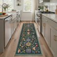 thumbnail image 4 of GENIMO 5'x7' Area Rug for Living Room, Machine Washable Non Slip Low Pile Rug for Bedroom Dining Room, Vintage Floral, Forest Green, 4 of 7