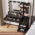 thumbnail image 3 of Amuzer Vanity Table with Lighted Mirror and Charging Station, Modern Makeup Desk with Drawers and Storage Shelves, Black, 3 of 8