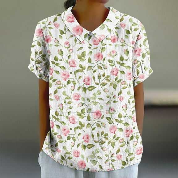 Short Sleeve Blouses Womens Tops Casual Print Tops Blouses for Women Dressy