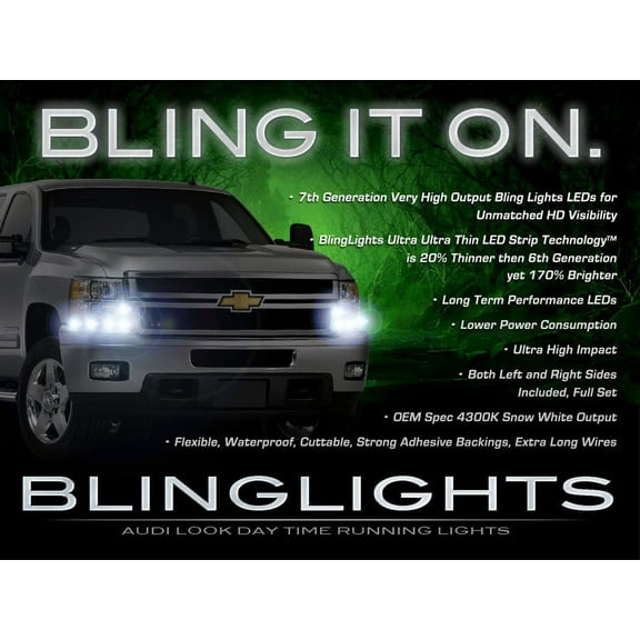 For Chevy Silverado LED DRL Head Light Strips Day Time Running Lamp Kit