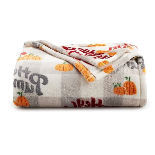The Big One Throw Blanket Fall Hey Pumpkin, OverSized 60 x 72 inches