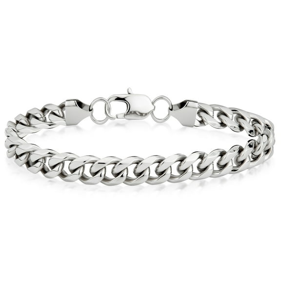 London Fog Silver Curb Link Sterling Silver Plated 8 Inch Unisex Bracelet